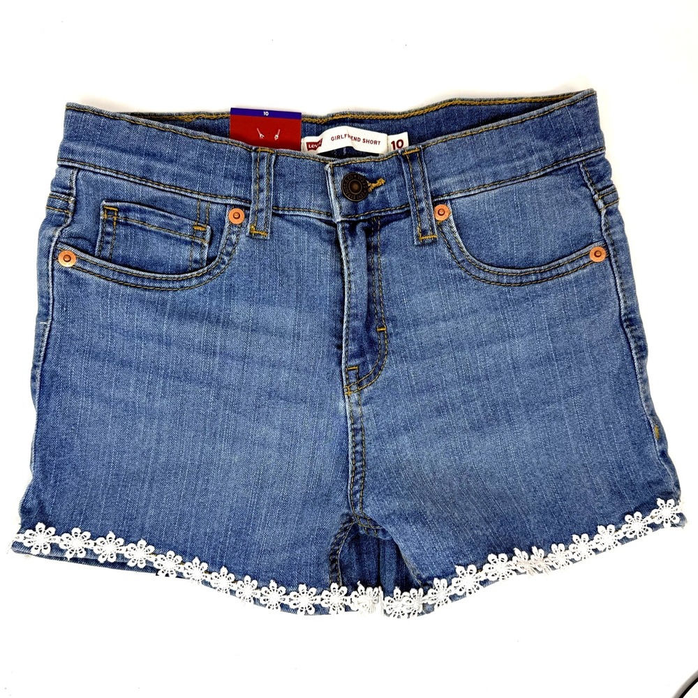 Levi's Youth Denim Shorts Adjustable Waistband Girlfriend Short NWT Kids Size 10